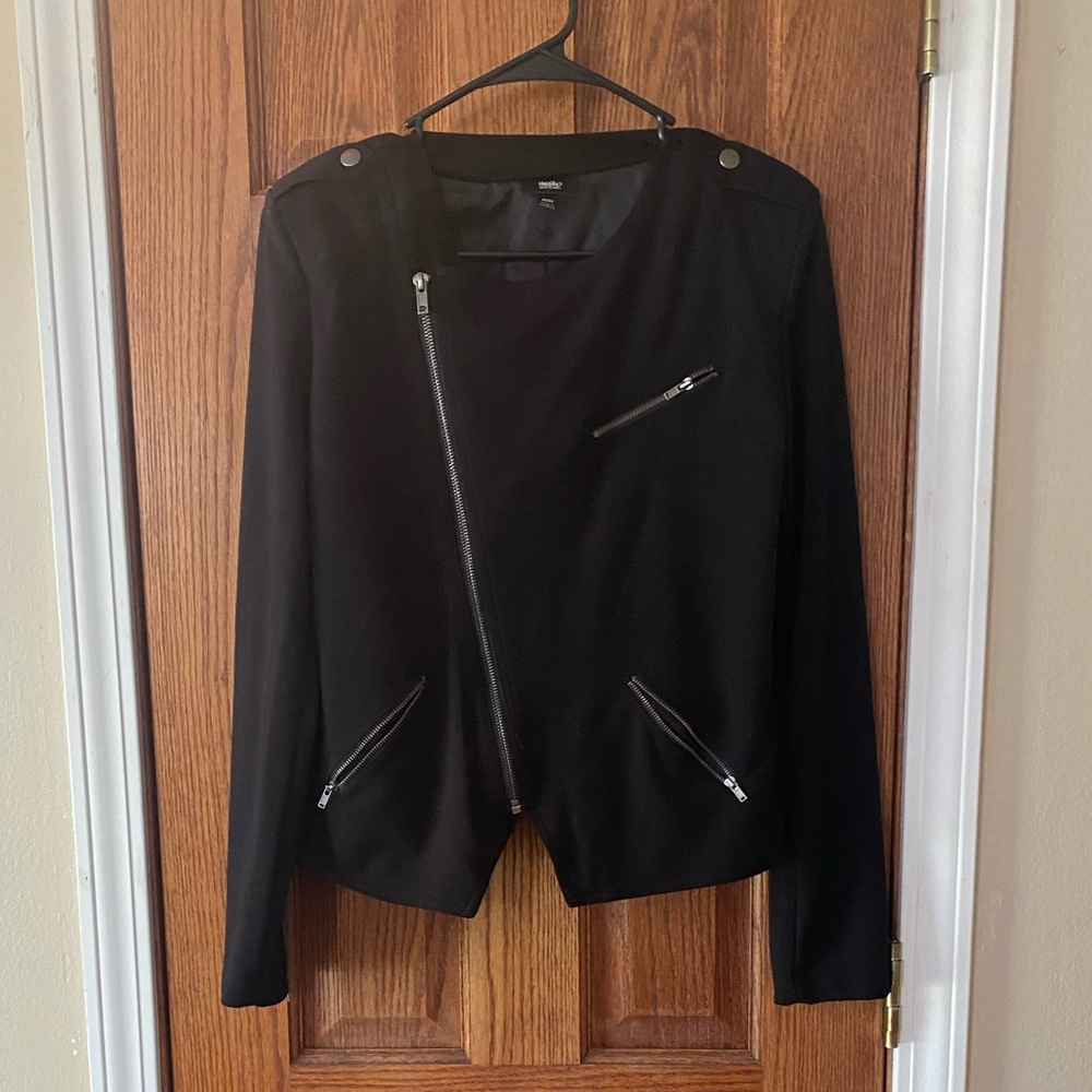 black blazer with zippers